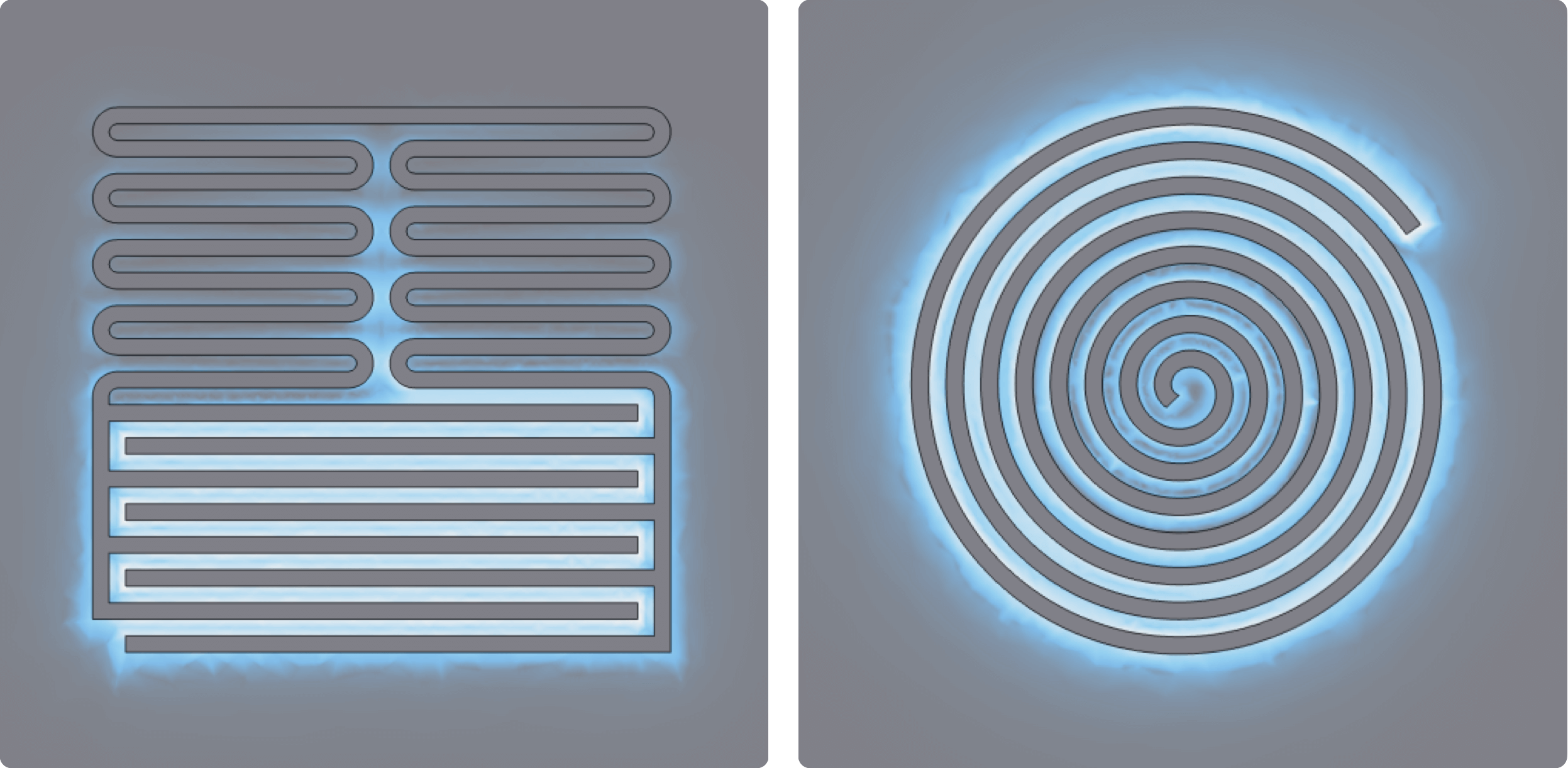 COMSOL simulation output showing resonator designs on sapphire wafer